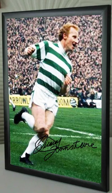 JIMMY JOHNSTONE CELTIC LEGEND Framed A4 Canvas Tribute  Print  Signed