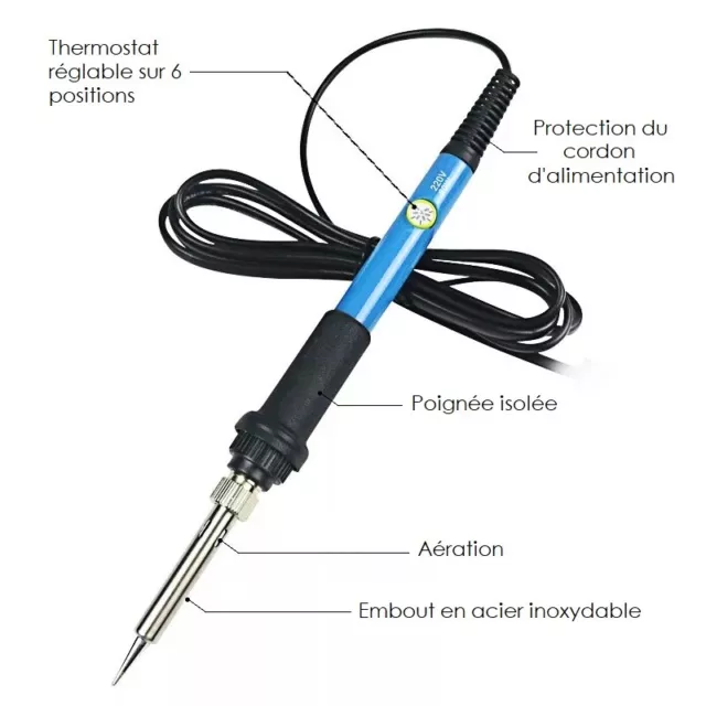 Fer à Souder 60W Station de Soudage 220V Préchauffage 60s 200-450°C Réglable 2