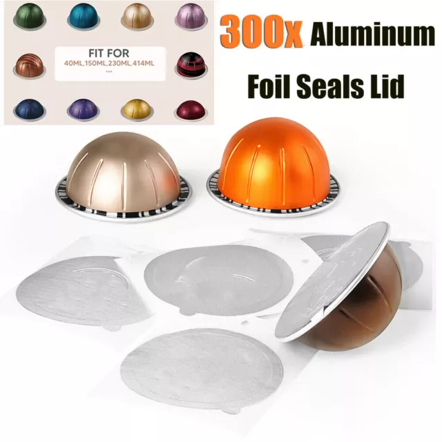 300 Aluminum Foil Seals Lids Cover Compatible with Nespresso Capsule Vertuoline