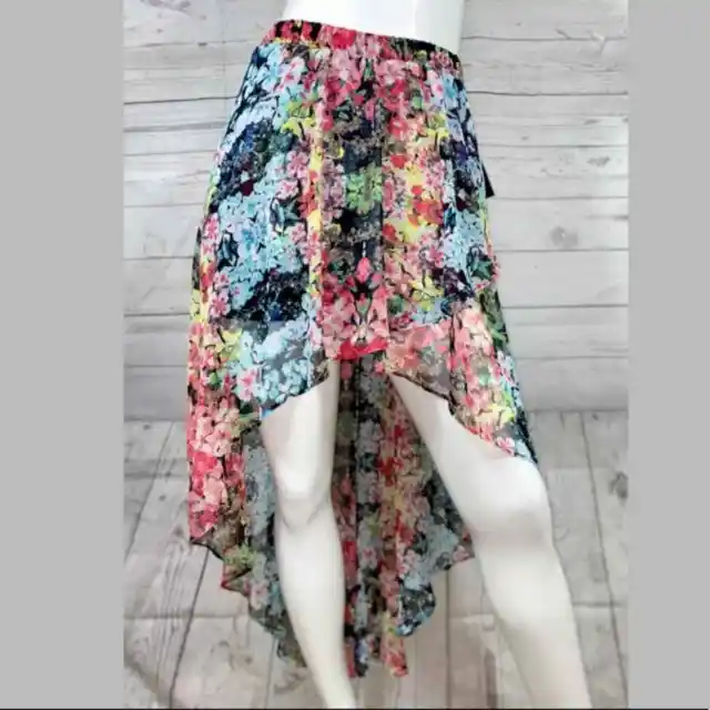 NWT Joe B by Benbasset Womens asymmetrical floral skirt Mesh Lined Size Small S