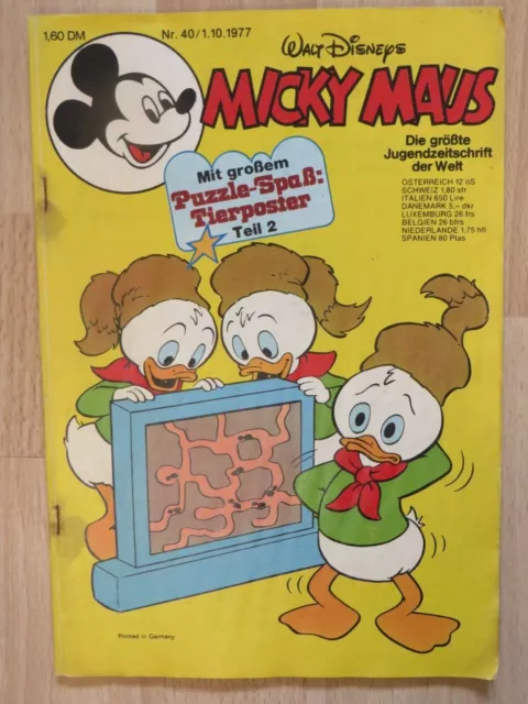 Micky Maus Nr. 40 vom 01.10.1977 komplett mit Beilage & Schnipp von Walt Disney