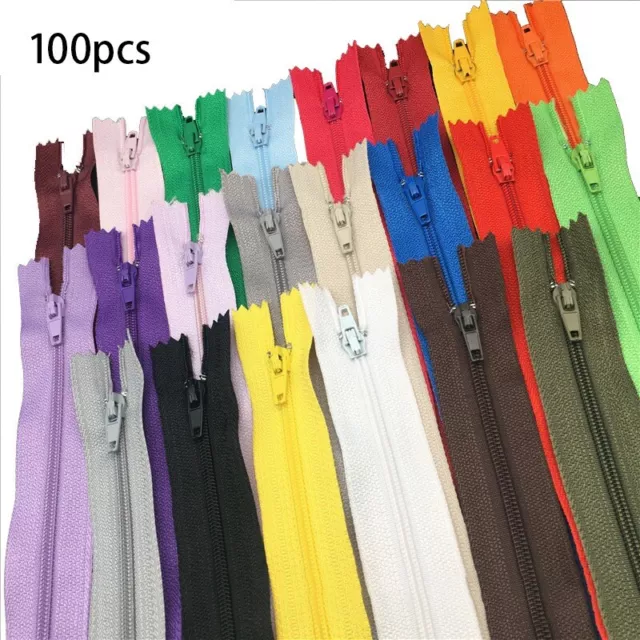 100pcs Fermetures à Glissière en Nylon à Extrémité Fermée sur Mesure (30cm) Y2N9