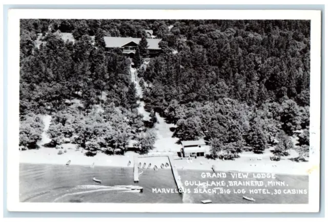 c1950's Grand View Lodge Aerial View Brainerd Minnesota MN RPPC Photo Postcard