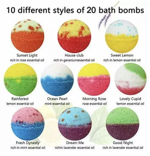 Bath Bombs Gift Set, 20 Handmade Organic Bubble Bath Bombs, Wonderful Fizz 3