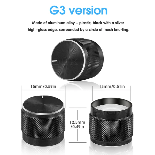 3-Pack Amplifier Volume Potentiometer Knob Aluminum Alloy Audio Control Knob DIY