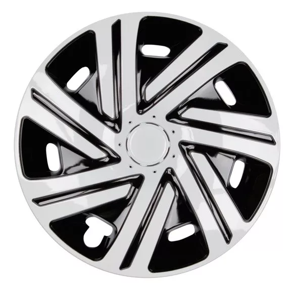 4x Premium Design Copricerchi Coprimozzi Laccato 14 Pollici Cyrkon Nero Bianco