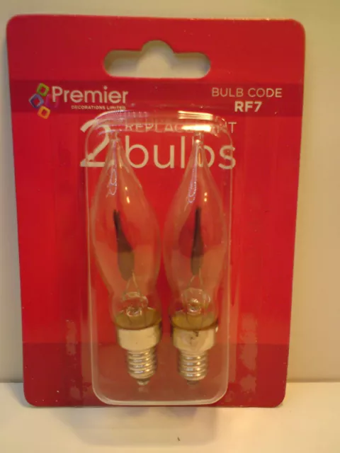 Premier RF7, 1 x Pack of 2 Clear Spare Christmas Flicker Light Bulbs, E10 mes