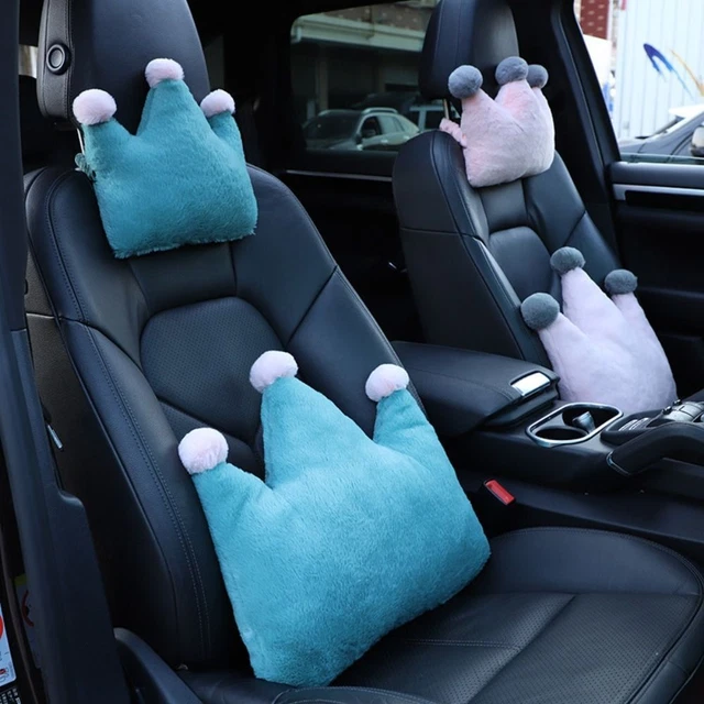 Plush Crown Car Plush Headrest Soft Crown Car Waist Pillow  Kids Adults