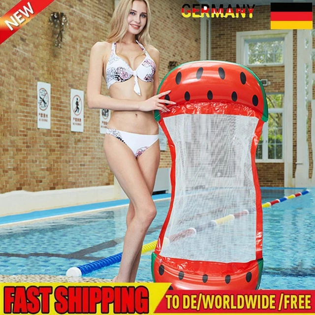 Foldable Floating Water Hammock Lounger Inflatable Pool Air Mattress(Watermelon)
