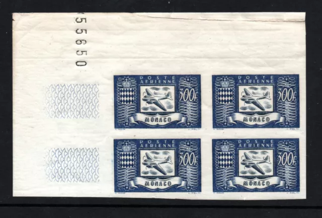 Monaco - Yt# PA 42 - 44 / Sc# C1 MNH -PBK(4) / IMPERF(edge creases) -Lot 0124429