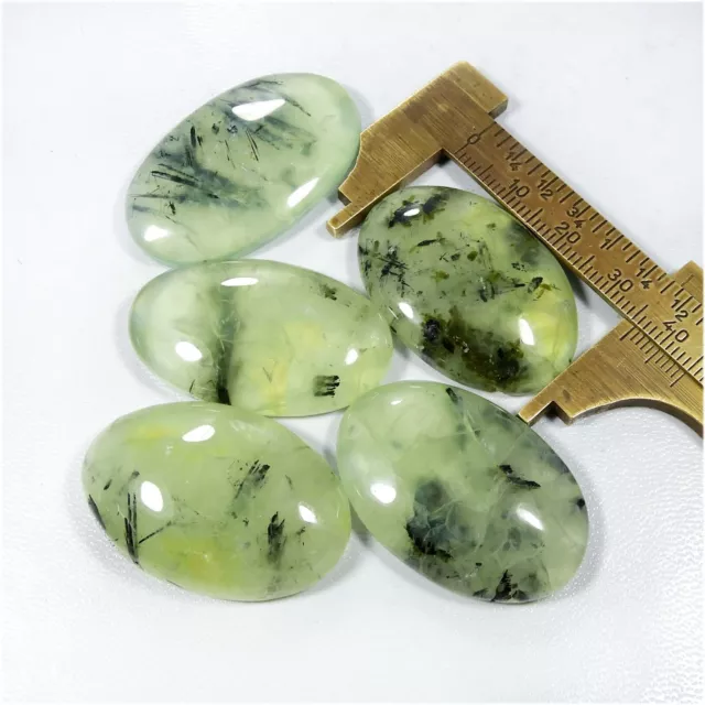 Vert Rutile Prehnite Gemme en Gros Lot 5 Pièces 295 CT Naturel Cabochon