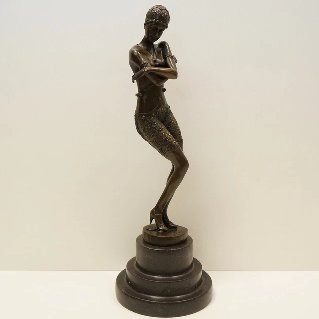 Estatua Bailarín Ópera Art Deco Estilo Art Nouveau Estilo Bronce sólido Firmado