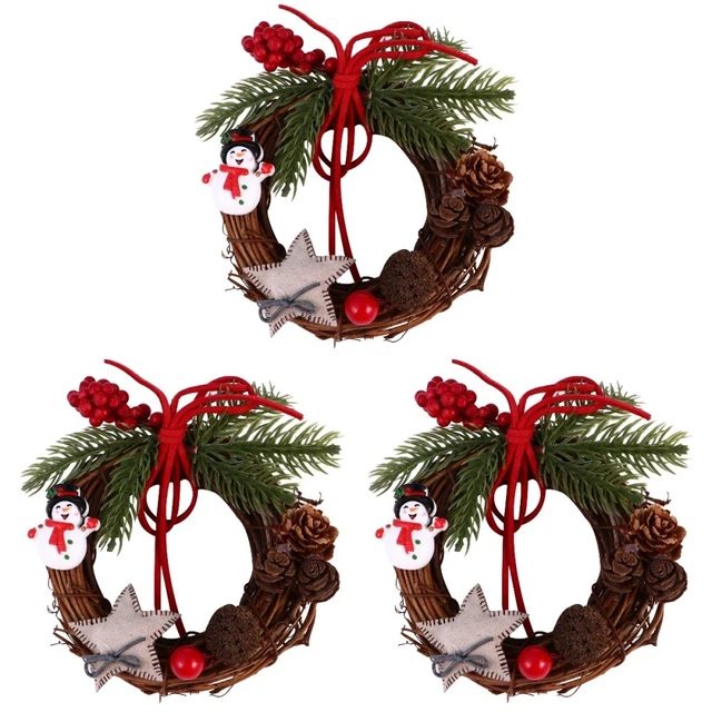 3 piezas corona de Navidad adorno festival etiqueta colgante chimenea guirnalda Navidad