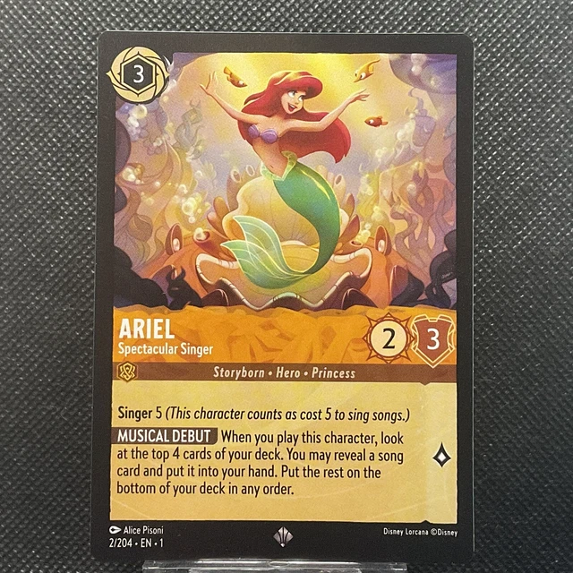 DISNEY LORCANA ARIEL - Spectacular Singer #2/204 Super Rare The First ...