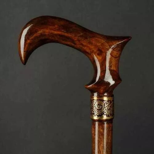 Luxury Derby Carved hand handle Wooden Walking Stick Handmade Cane Gift designer