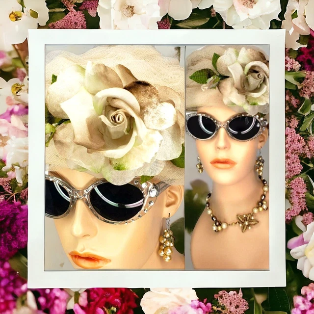 SILK ROSE TULLE Pillbox Hat 1950s Millinery Velvet Fascinator Flapper