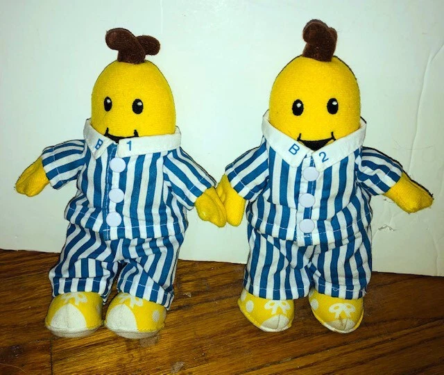 BANANAS IN PAJAMAS Vintage 1995 TOMY Plush B1 & B2 Pair RARE 2 Pieces