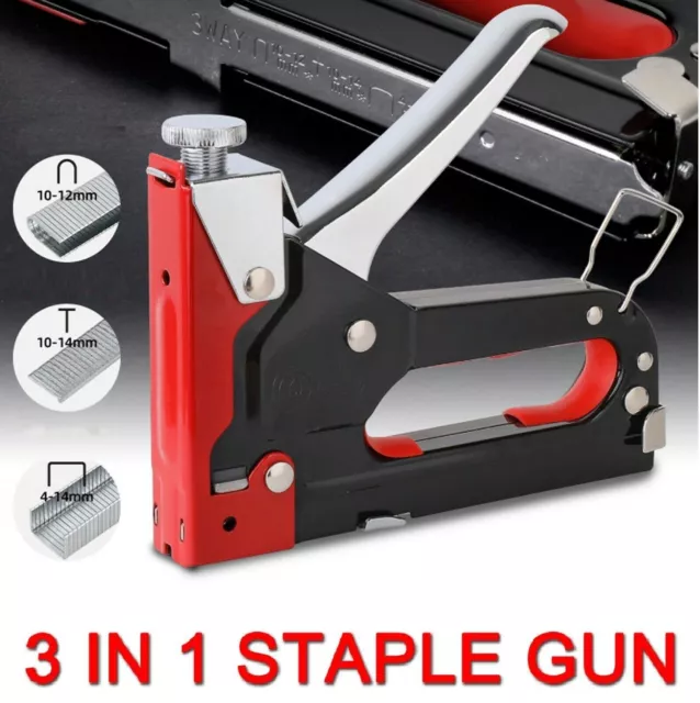 Staple Gun 3 in1 Heavy Duty Fastener tool Tacker Free Staples Upholstery Stapler