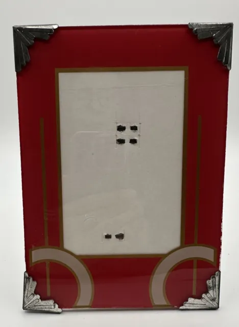 Vintage Art Deco Reverse Painted Photo Frame Red