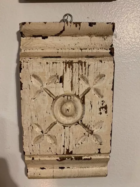 Antique Architectural Salvage Rosette Ornate Door Molding Trim Piece Shabby Chic