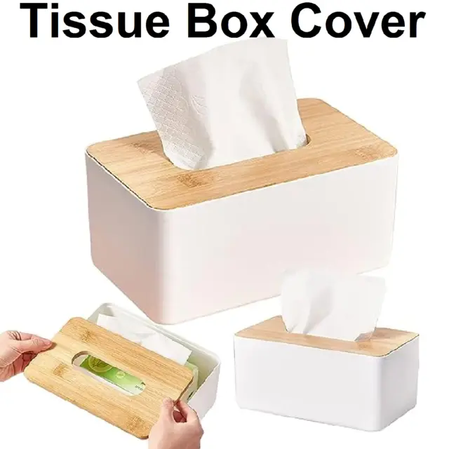 Tissue Box Dispenser Paper Storage Holder Napkin Case Organizer Wooden Cover AUS