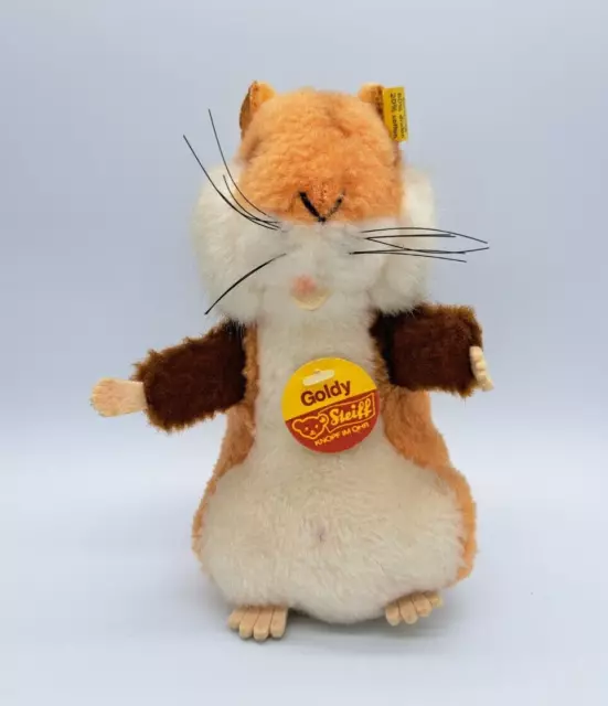 Steiff Hamster Goldy 2155/17 mit Fahne und Schild - Sehr Gut - 60er 70er Jahre