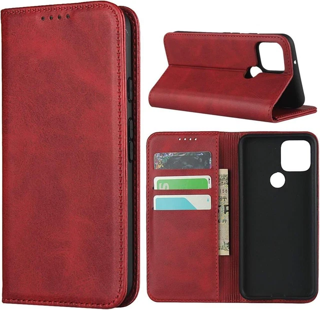 Cover for Google Pixel 5 Case, Cowhide Pattern Leather Case (6.0") -Wine Red