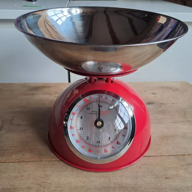 Balance de cuisine mécanique '' Rétro '' 5 kg Rouge Bol Amovible Ø 25 cm en  Inox