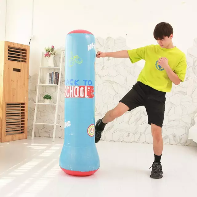 Inflatable Boxing Bag Fitness Punching Sandbag for Adult Children (Blue)