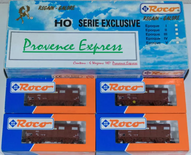 ROCO 44155 44156 Coffret 10 wagons Couverts Kv & Gs "PROVENCE EXPRESS" SNCF (HO)