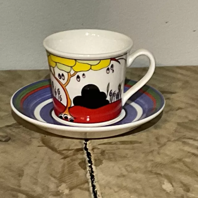Wedgwood Clarice Cliff Cafe Noir TULIP Expresso Cup And Saucer