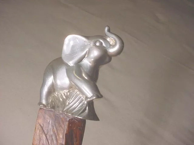Tall Happy Silver  Elephant Rustic Rived Stick By Jim Hall Ky Cane Artist