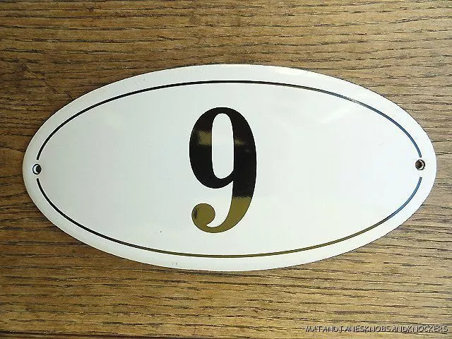 Antique Style Enamel Door Number 9 House Number Door Sign Plaque