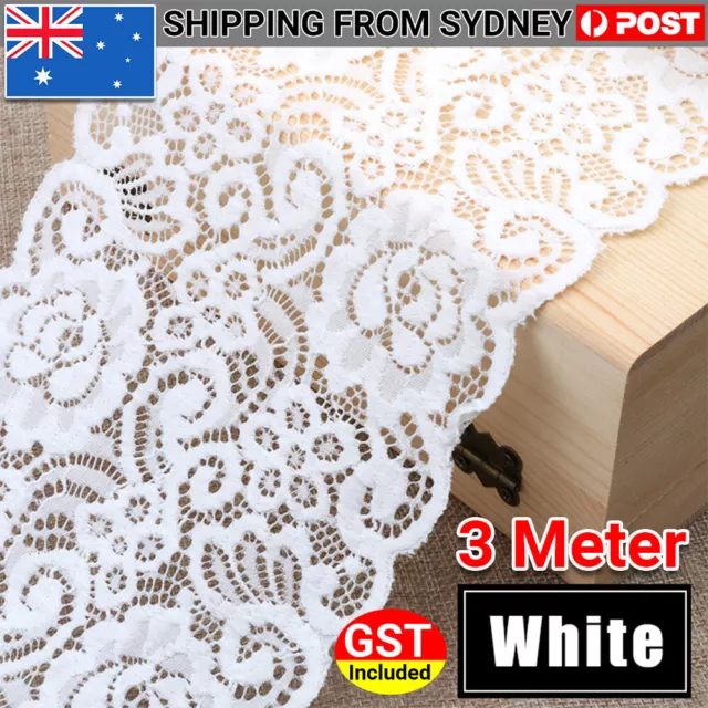 3M 15cm White Lace Fabric Trims Craft Wedding Table Decorations Floral Ribbon AU