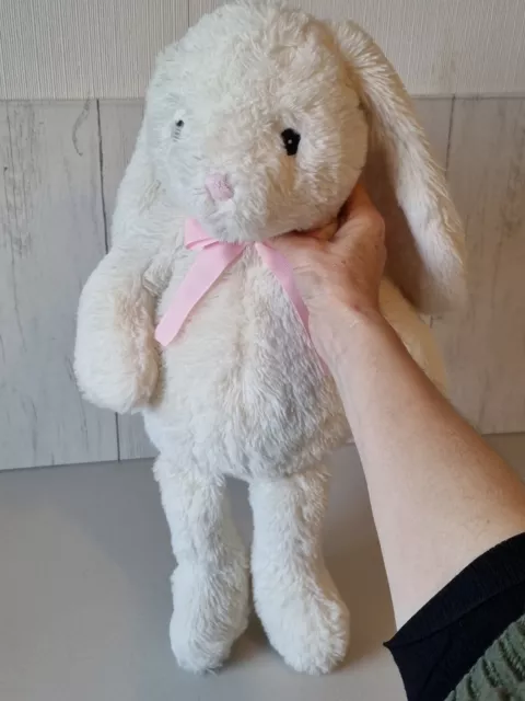 MORRISONS LARGE WHITE Bunny rabbit Soft Toy Plush Approx 20 Pink Bow 15.00 PicClick UK