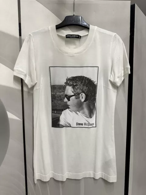 AUTENTICA T SHIRT GRAFICA Dolce Gabbana bianca Steve McQueen