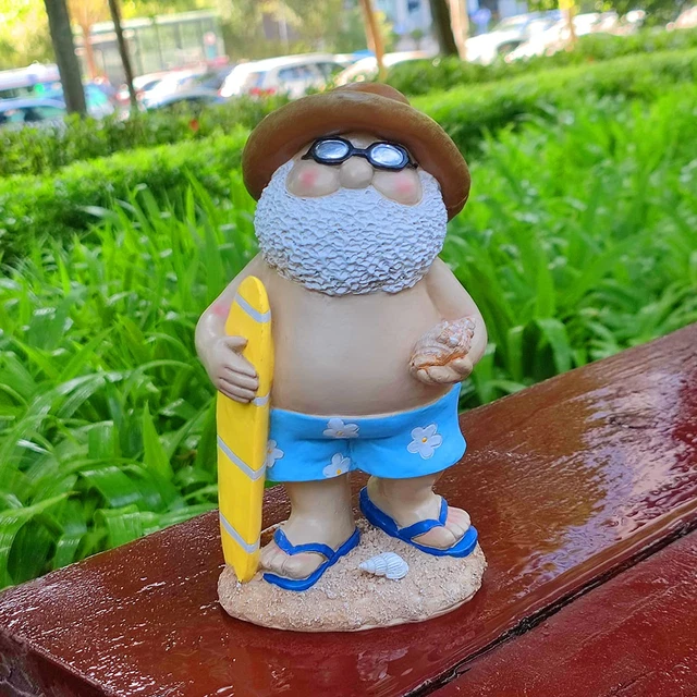 Garden Gnomes Statue, Funny Garden Gnomes Holding the Surfboard, Garden Figurine