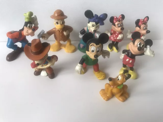 Job Lot of 9 Vintage Walt Disney Figures Mickey Minnie Pluto Goofy Donald Duck