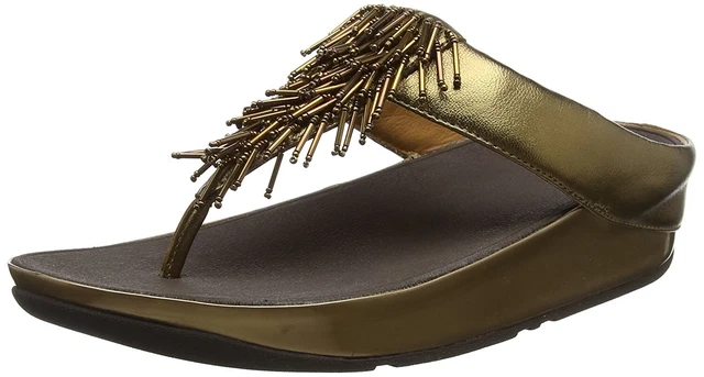 FITFLOP Womens 'Cha Cha' Bronze Leather Slide Flip Flops Sz 11 - 232268