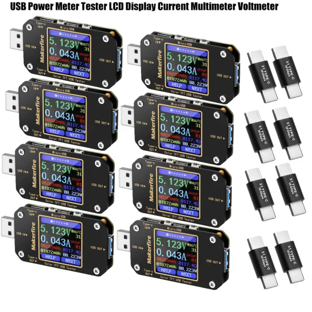 USB C Power Meter Tester LCD Display Multimeter Voltmeter Ammeter QC3.0/4.0 MTK