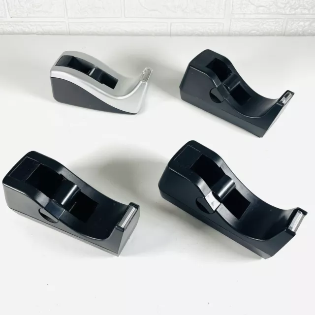 Lot of 4 Desktop Tape Dispenser Core Desk Adhesive Rolls Storage Black Two-Tone