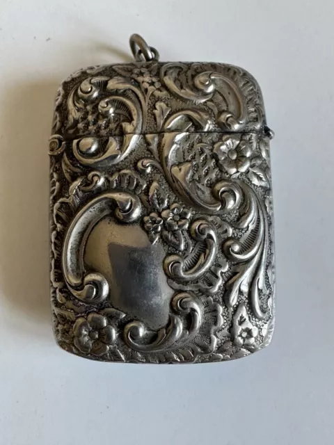 Antique Art Nouveau Sterling Silver Vesta Case Match Safe
