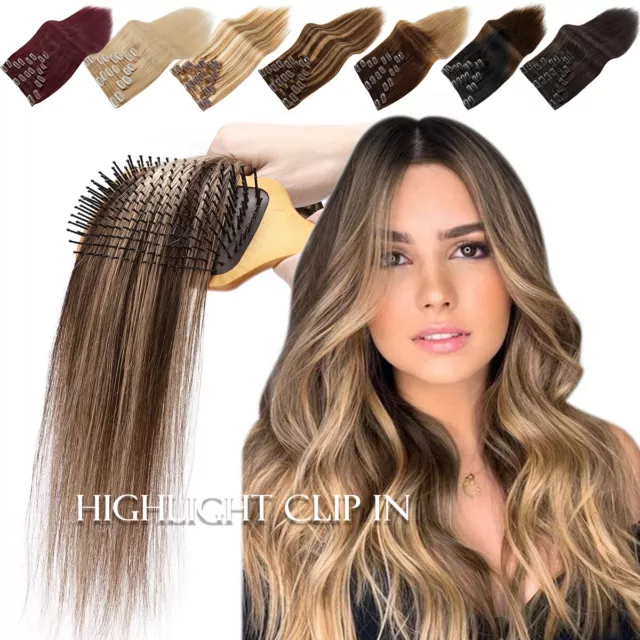 AU CLEARANCE 100% Human Hair Full Head Clip In Real Russian Remy Hair Extensions