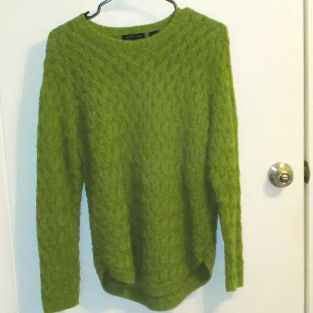 Jeanne Pierre Womens 1X 100% Cotton Pullover Long Sleeve Sweater Green