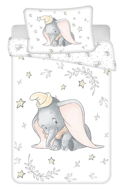 Jerry Stoffe Dumbo Stars Babybettwäsche Set, 100 % Baumwolle, Babybett, weiß