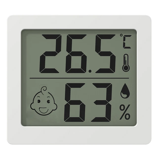 Flintronic Thermometer Hygrometer, Digital Mini Thermometer And Hygrometer With Metal Stand Thermohygrometer With Smile Face Indicating Data For Indoor Living Room Baby Room Office Black