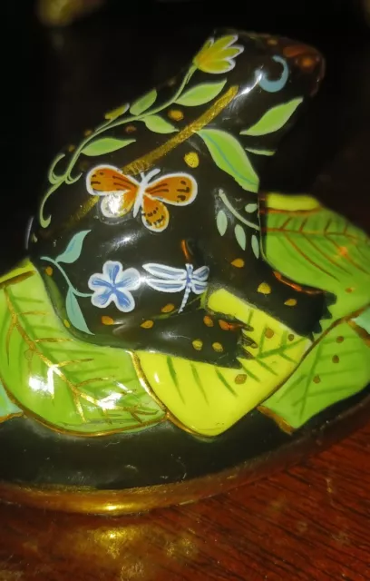 Lynn Chase Designs Frog On A Lilly Pad Handpainted Porcelain Butterfly And...