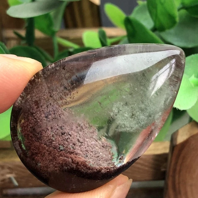 Rare TOP Natural hyaline Red green Phantom Ghost Garden Quartz gem tip crystal