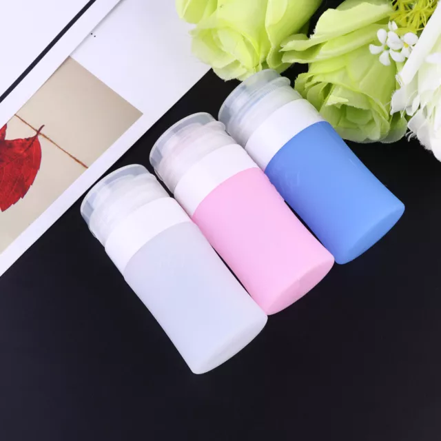 3 PCS Travel Refillable Bottle Lotion Silicone Squeeze Cylinder