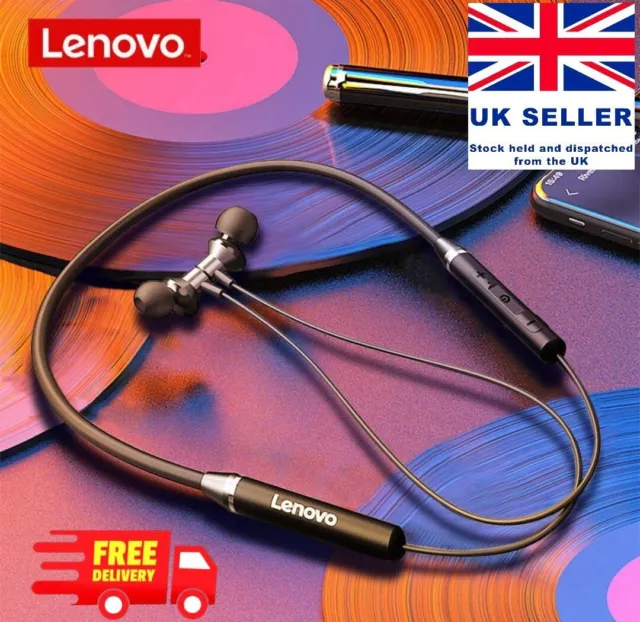 Genuine Lenovo Earphones Bluetooth 5.0 Wireless Neckband Sports UK Gym Bass